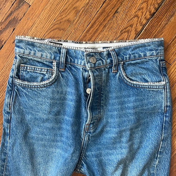 Reformation Stardust Colorado Crystal High Rise Straight Jeans 28 - Picture 5 of 14